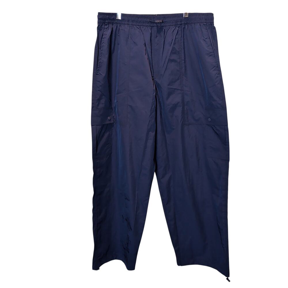 NWT Pink Victoria Secret Women's Sz XL Navy Blue Satin Parachute Cargo Pants